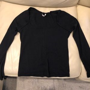 Free people long sleeve square neck ribbed t-shirt